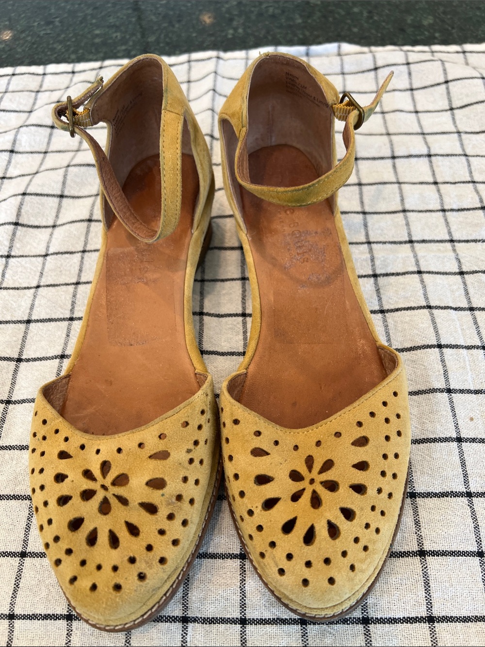 gentle souls Yellow Suede Espadrille Ankle-Strap Flats